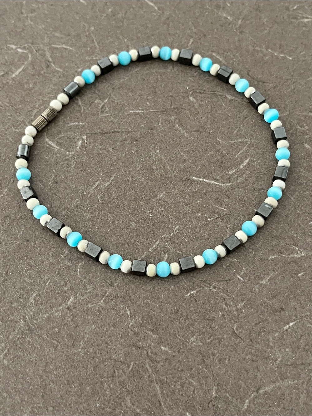 Turquoise and Black Beaded Women's Ankle Bracelet